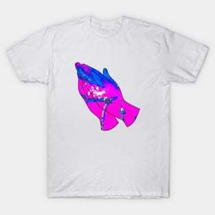 Prayer Hands Glitch Art Glitchcore T-Shirt